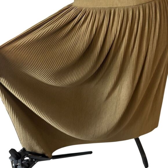 Catherine Malandrino Olive Green Halter Top Pleated Skirt Summer Dress MIDI 10 - Picture 9 of 9